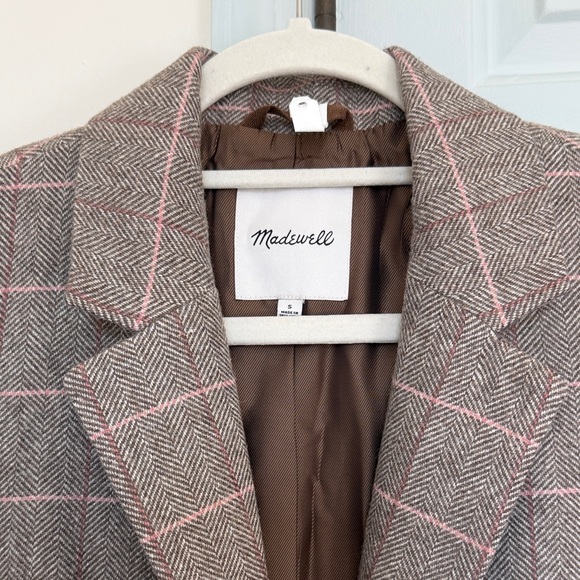 Madewell Larsen Oversized Plaid Blazer -  Size Small - Herringbone - Picture 2 of 7